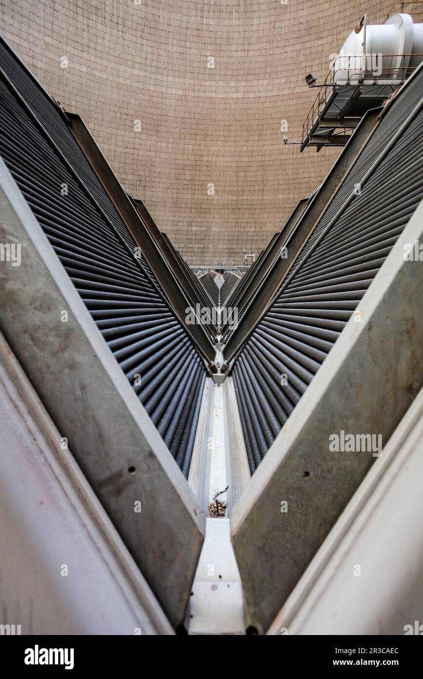 Inside a Cooling Tower for Power Station Stock Photo