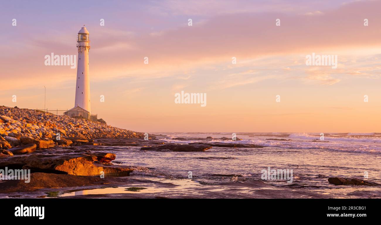 Slangkop Lighthouse near the town of Kommetjie in Cape Town, South Africa Stock Photo