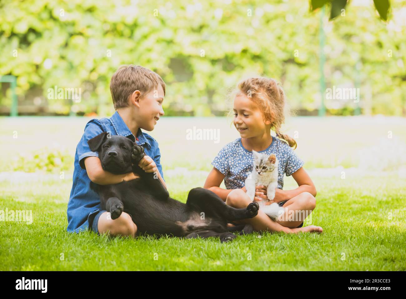 Happy brother sister hug in hi-res stock photography and images - Alamy