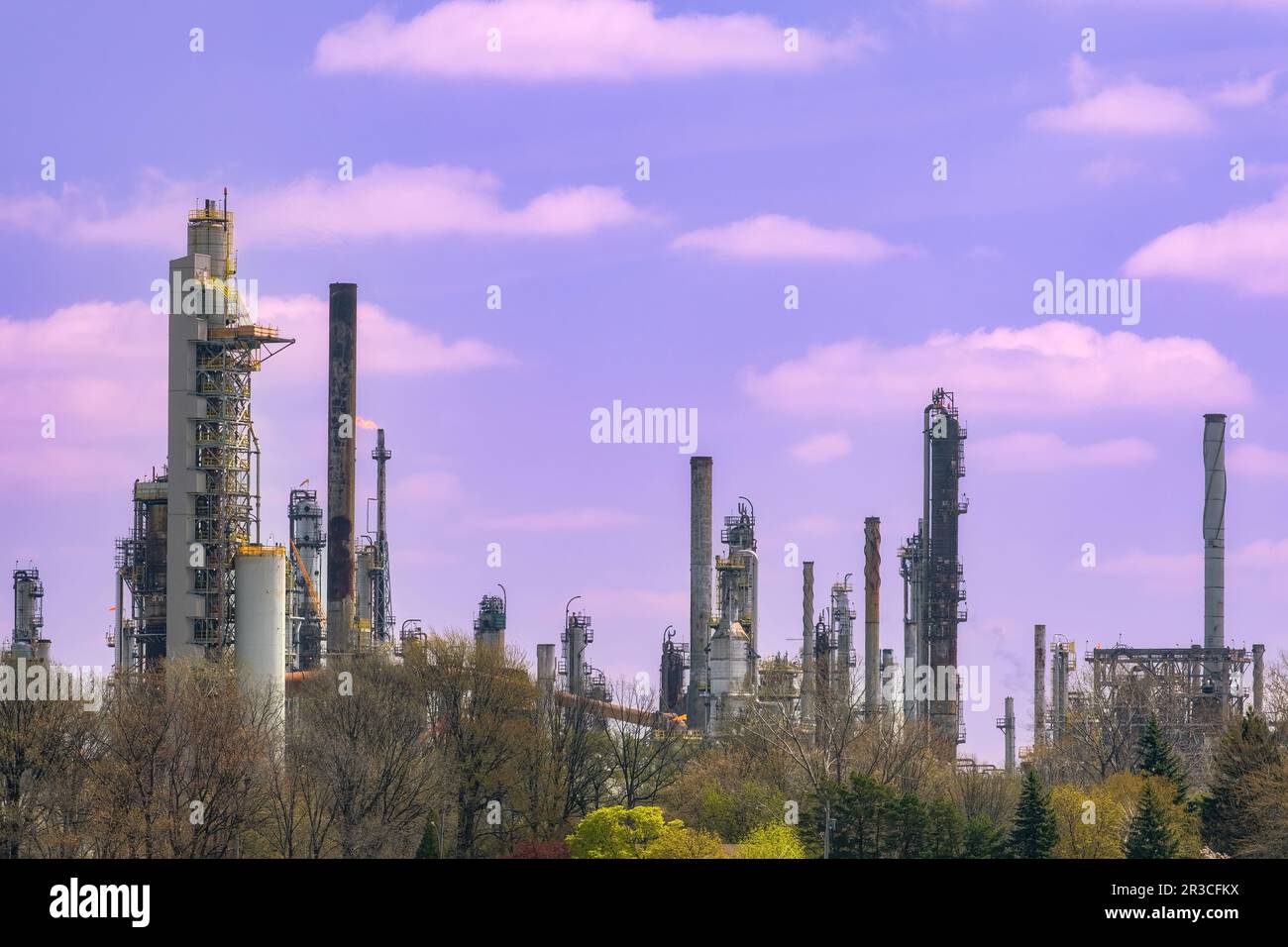 Suncor Energy Sarnia Refinery on the St. Clair River, Lambton County, Ontario, Canada Stock Photo