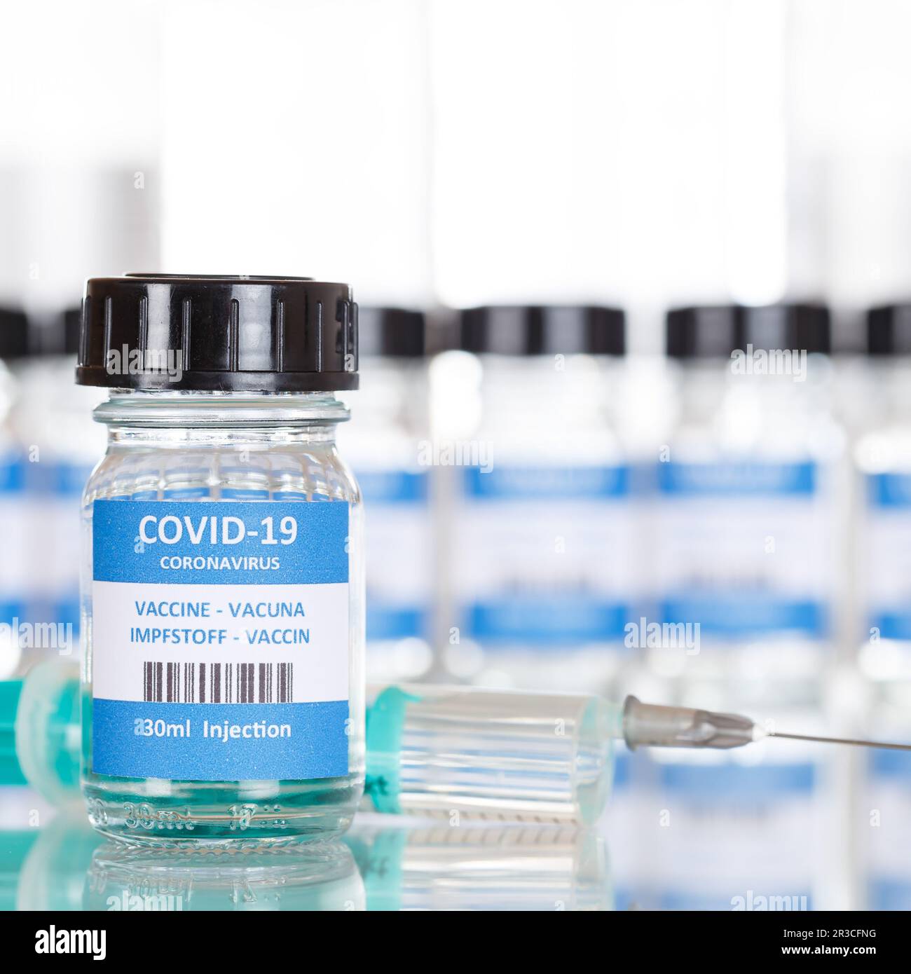 Vaccine Coronavirus Corona Virus COVID-19 Covid Vaccination Vaccine Syringe Square Text Free Space Copyspace Stock Photo