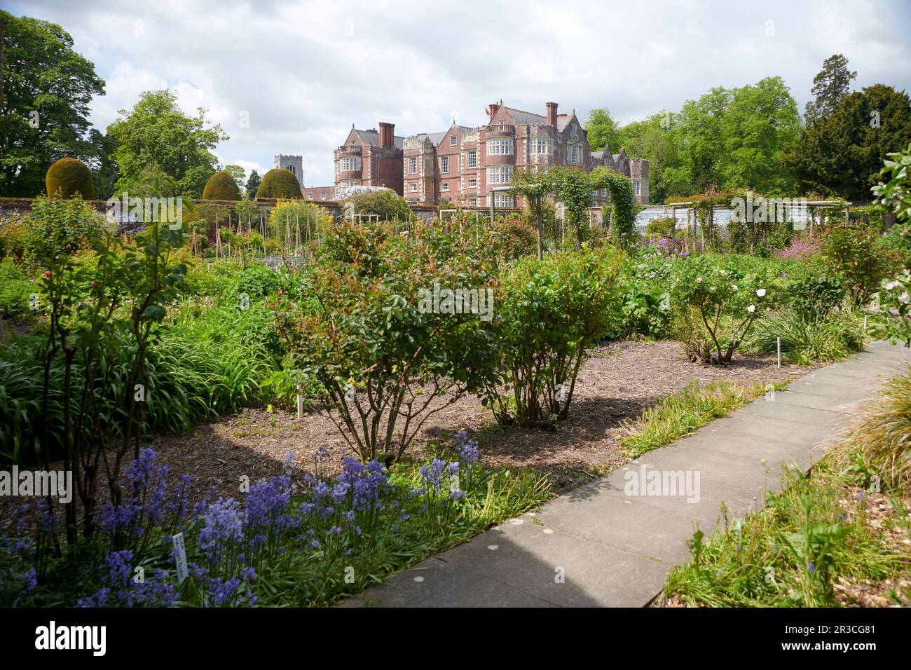 The Elizabethan manor house of Burton Agnes Hall viewed from the walled
