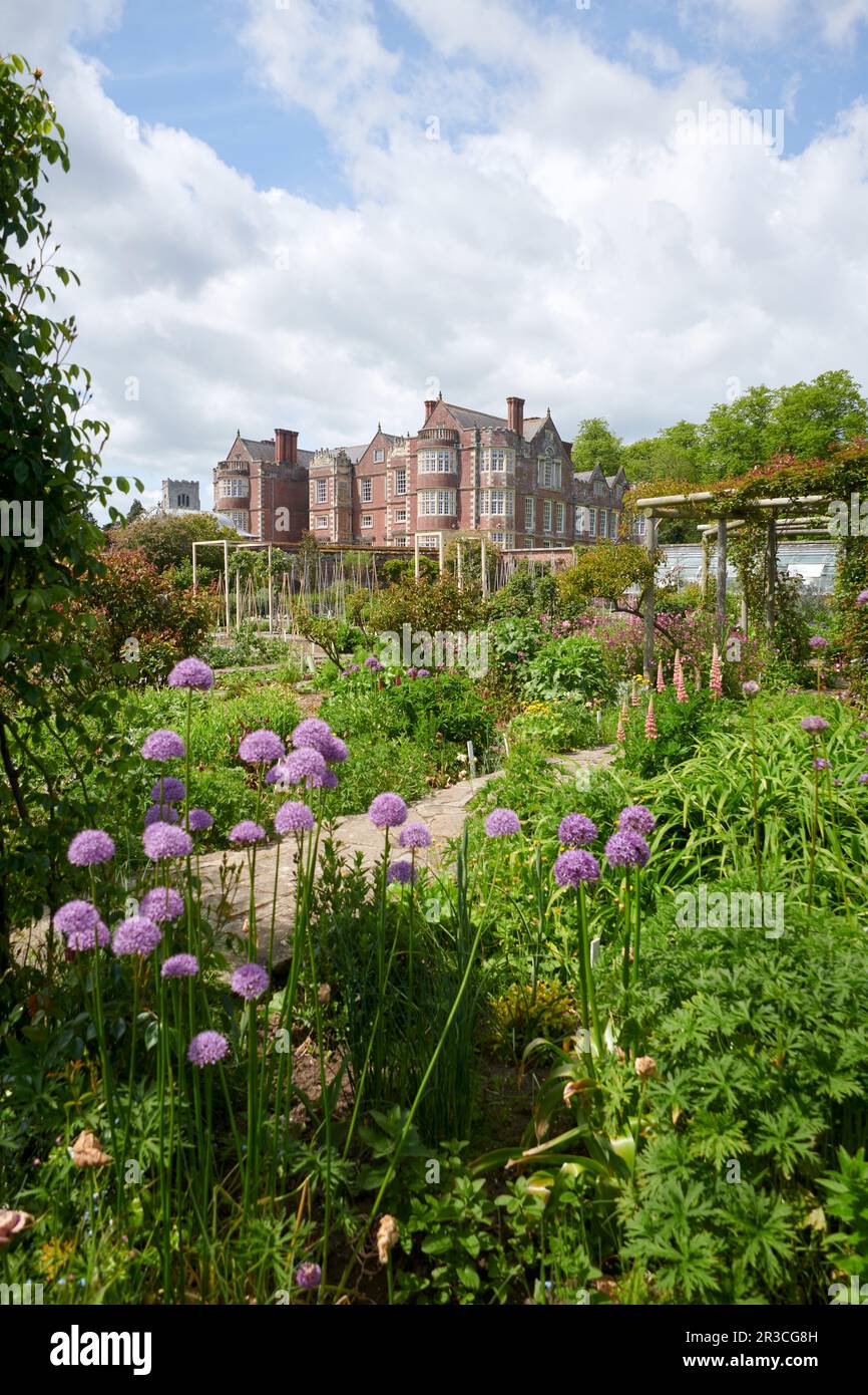 The Elizabethan manor house of Burton Agnes Hall viewed from the walled