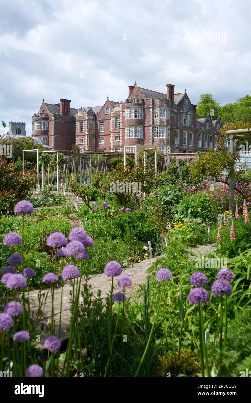 The Elizabethan manor house of Burton Agnes Hall viewed from the walled