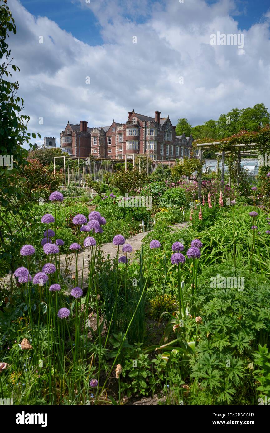 The Elizabethan manor house of Burton Agnes Hall viewed from the walled