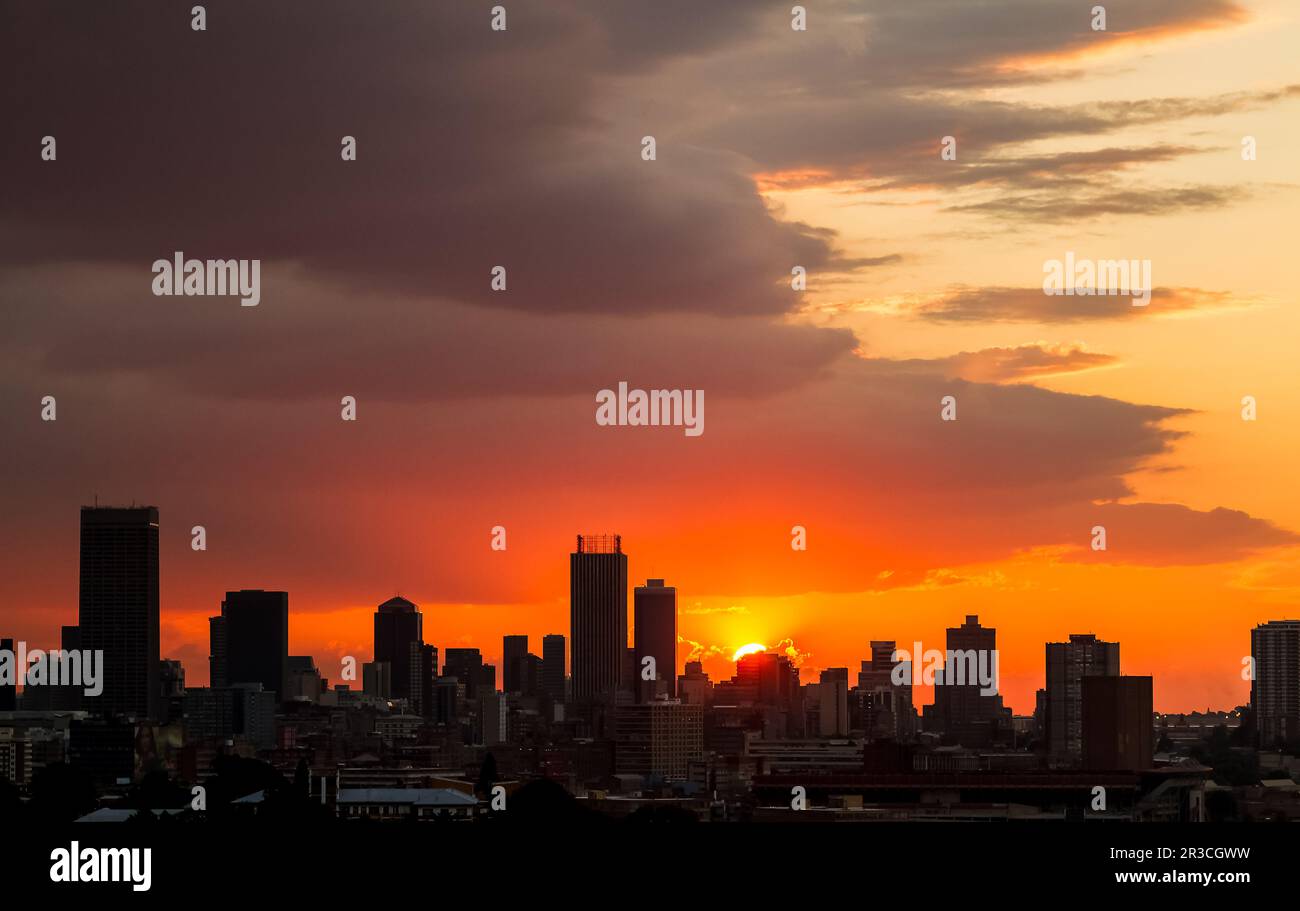 Silhouette City Sunset in Johannesburg South Africa Stock Photo Alamy