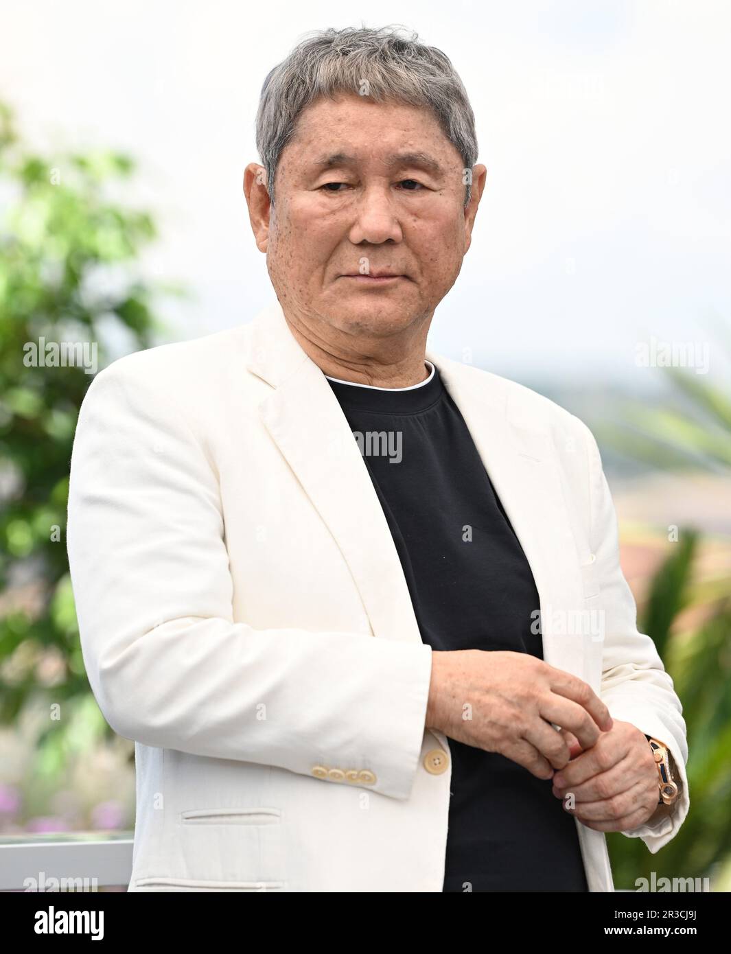 Cannes, France. 23rd May, 2023. Japanese actor/ director Takeshi Kitano attends a photo call for Kubi at the 76th Cannes Film Festival at Palais des Festivals in Cannes, France on Tuesday, May 23, 2023. Photo by Rune Hellestad/ Credit: UPI/Alamy Live News Stock Photo