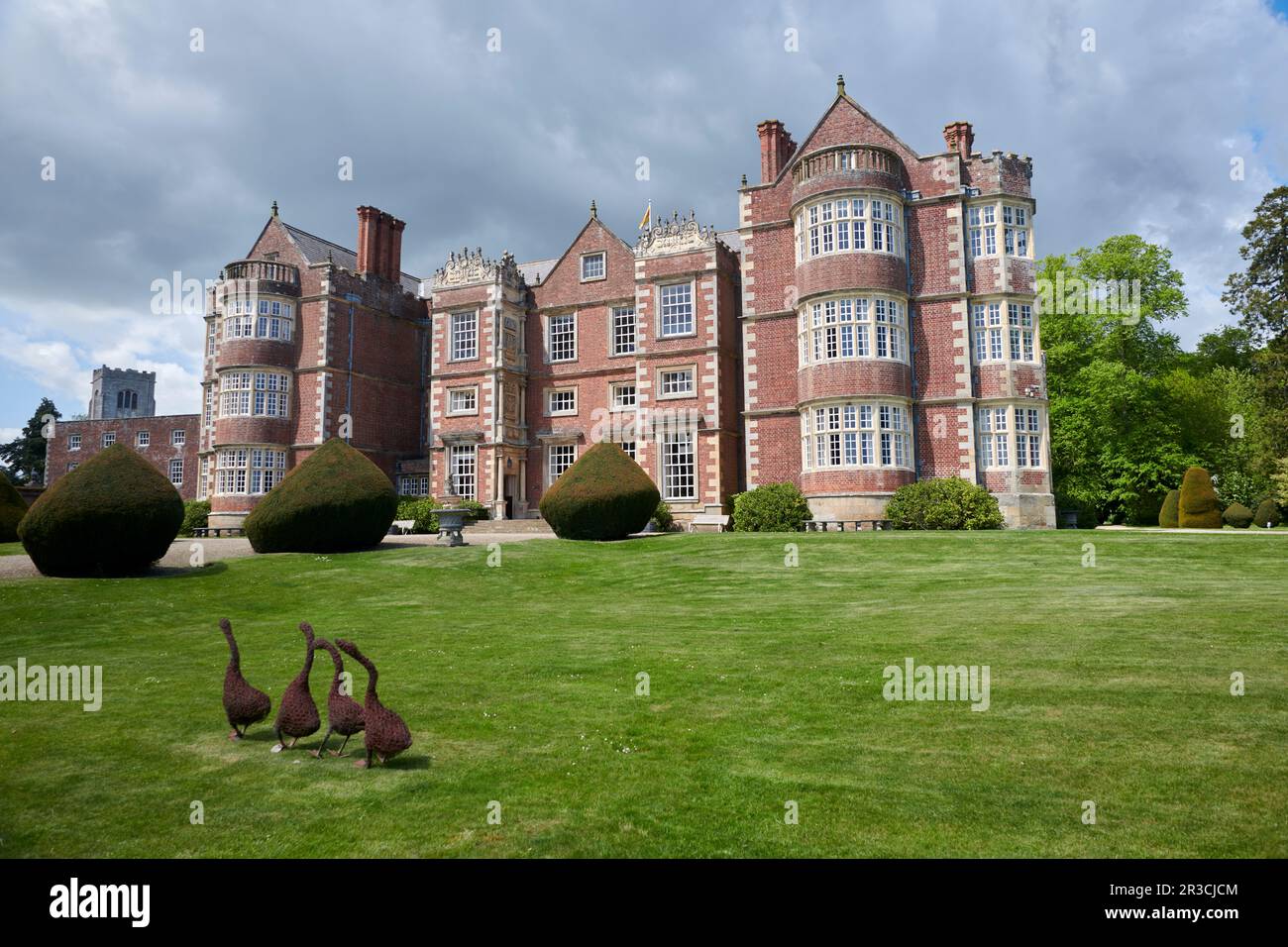 The Elizabethan manor house of Burton Agnes Hall viewed from the walled