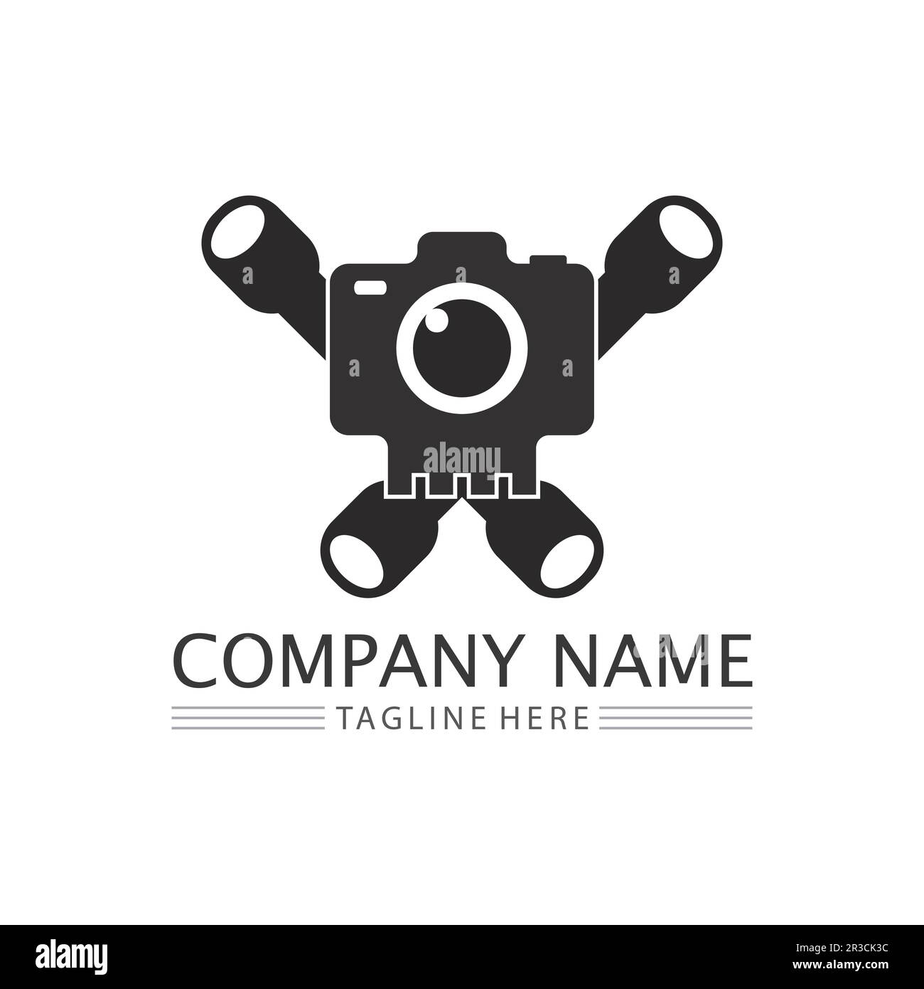 photography camera logo icon vector design template isolated on black ...