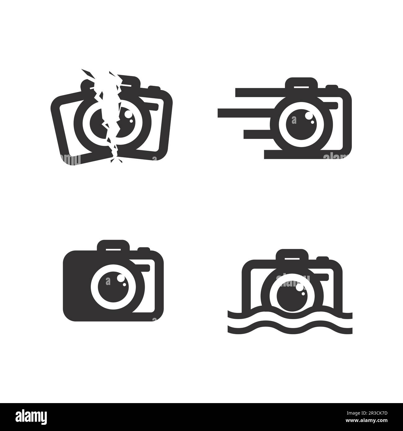photography camera logo icon vector design template isolated on black ...
