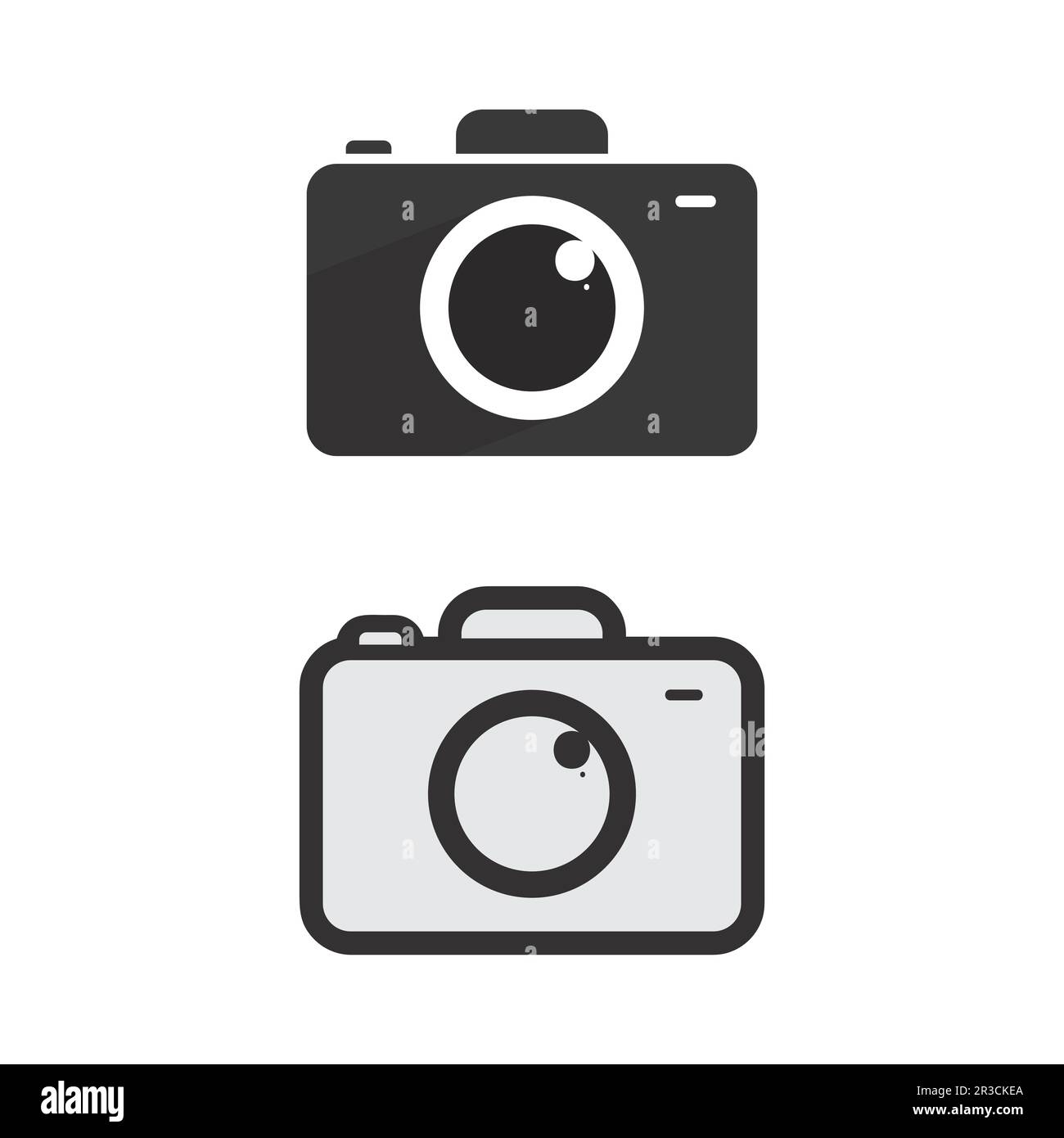 photography camera logo icon vector design template isolated on black ...