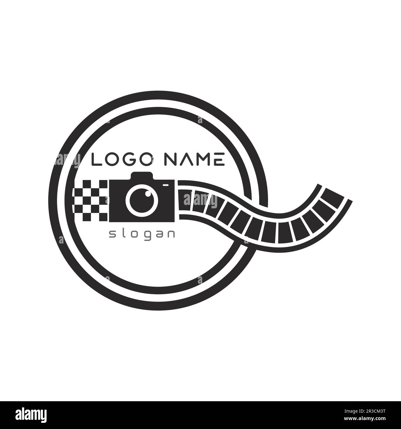 photography camera logo icon vector design template isolated on black ...