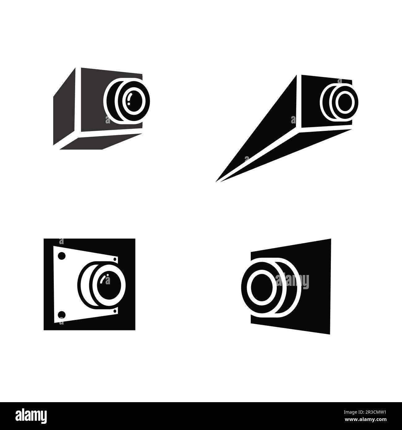 photography camera logo icon vector design template isolated on black ...