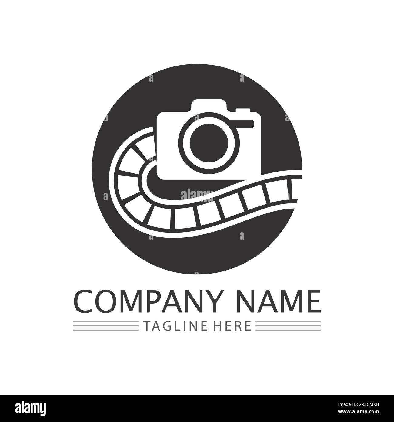 photography camera logo icon vector design template isolated on black ...