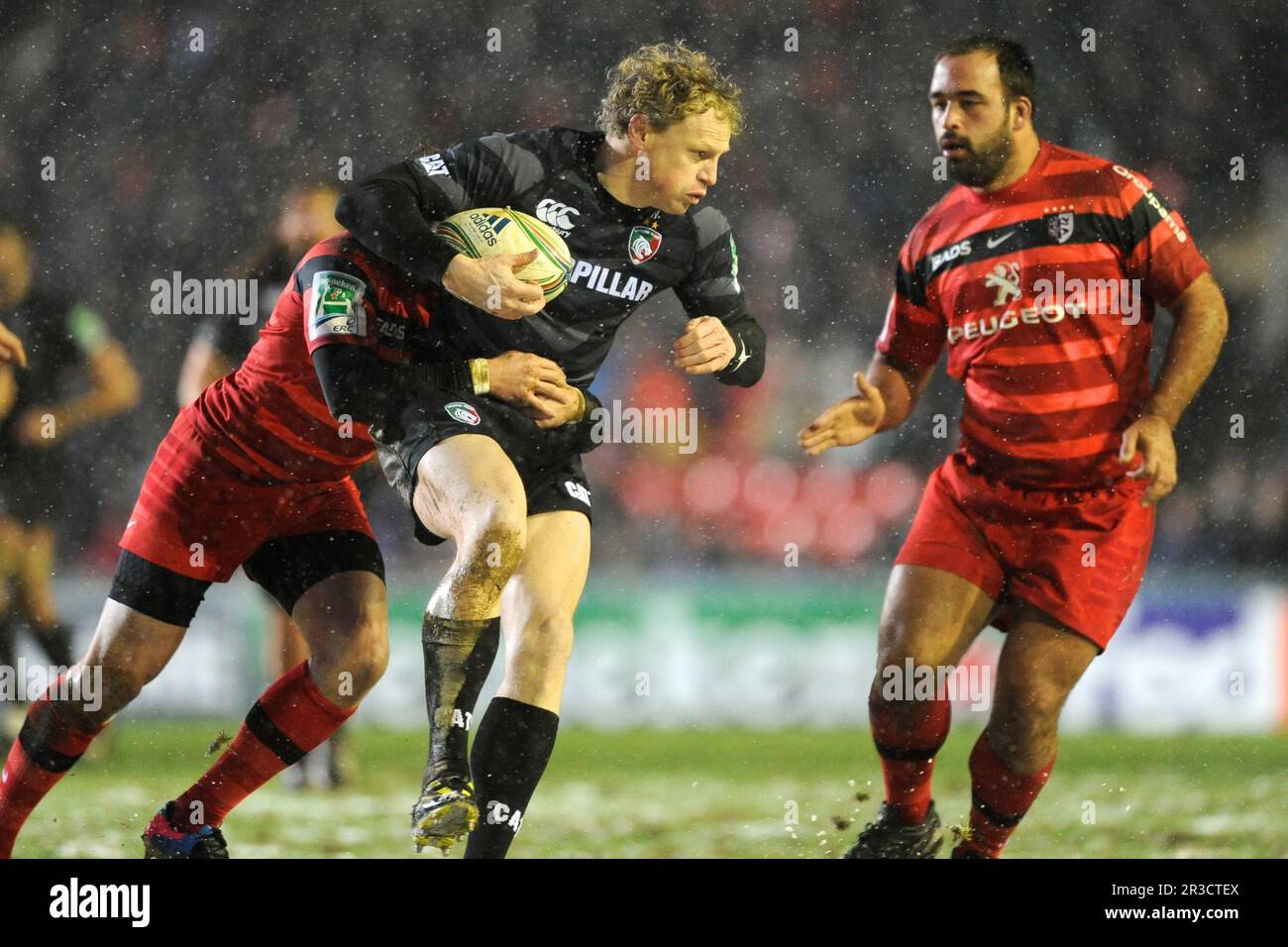 Scott Hamilton of Leicester Tigers in action during the Heineken Cup 6th round match between Leicester Tigers and Stade Toulousain at Welford Road on Stock Photo