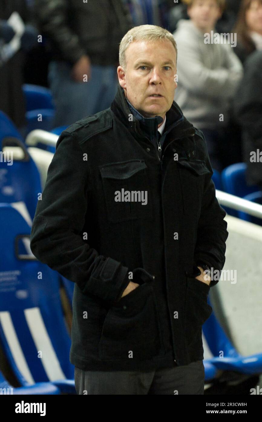 Kenny Jackett, the Millwall Manager, looks on during the nPower Championship match between Brighton & Hove Albion and Millwall at the American Express Stock Photo