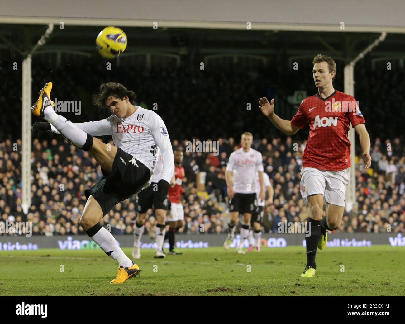 Fulham's Bryan Ruiz clears the ball to safety. The game is goallessFulham 02/02/13 Fulham V Manchester United  02/02/13 The Premier League Photo: Rich Stock Photo