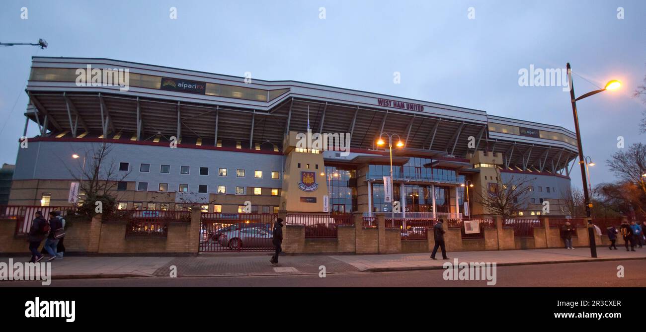 Ground via of West Ham Football Club stadium. Spurs beat West Ham 3:2West Ham United 25/02/13 West Ham United V Tottenham Hotspur  25/02/13 The Premie Stock Photo