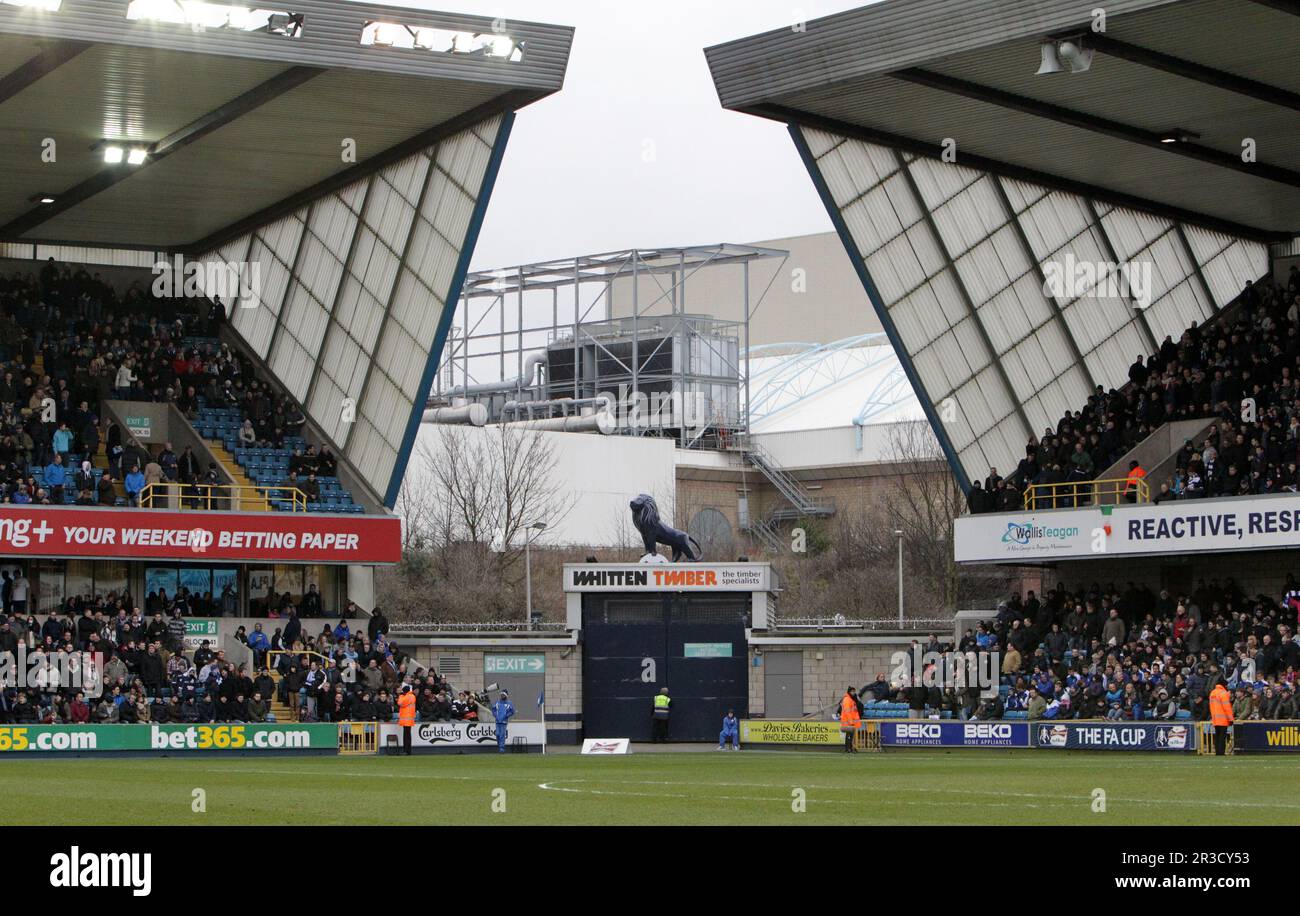 Ground View of the Den Millwall Football Club. The game finishes goalless.Millwall FC 10/03/13 Millwall FC V Blackburn Rovers  10/03/13 FA Cup Quarter Stock Photo