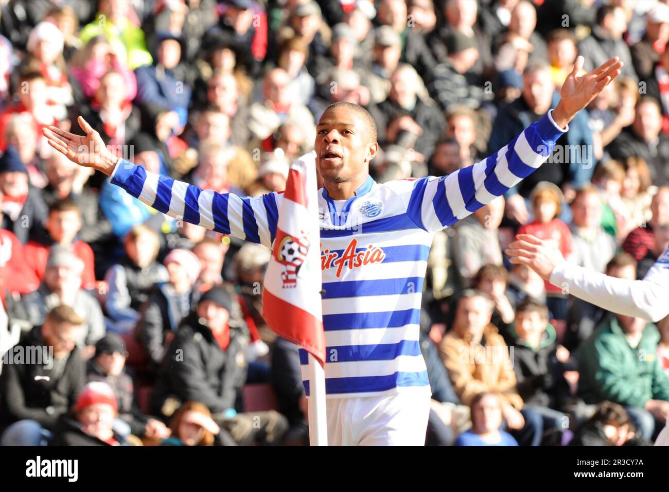 Loic Remy of Queens Park Rangers celebrates scoring a goal during the Barclays Premier League match between Southampton and Queens Park Rangers at St Stock Photo