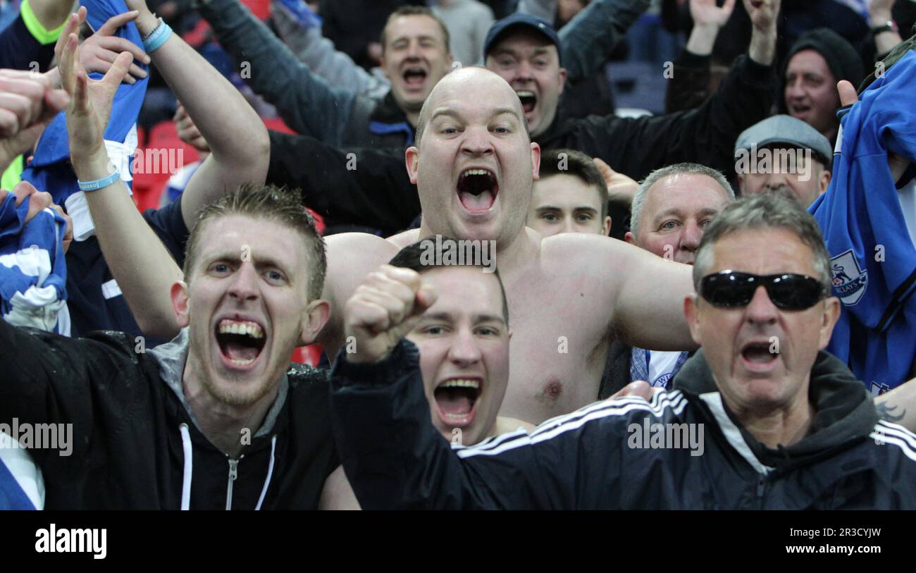 Wigan fans celebrate after they beat Millwall 2:0Millwall 04/04/13 Millwall V Wigan Athletic  04/04/13 FA Cup Semi Final Photo: Richard Washbrooke, Cr Stock Photo