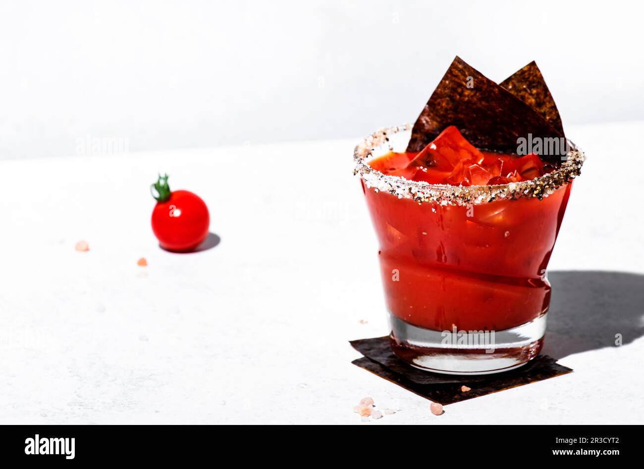 Miso bloody mary alcoholic cocktail drink with tomato juice, japan