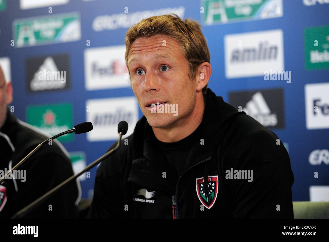 Jonny Wilkinson of RC Toulon during the Captain's Run press conference before the Heineken Cup Final at the Aviva Stadium, Dublin on Friday 17th May 2 Stock Photo