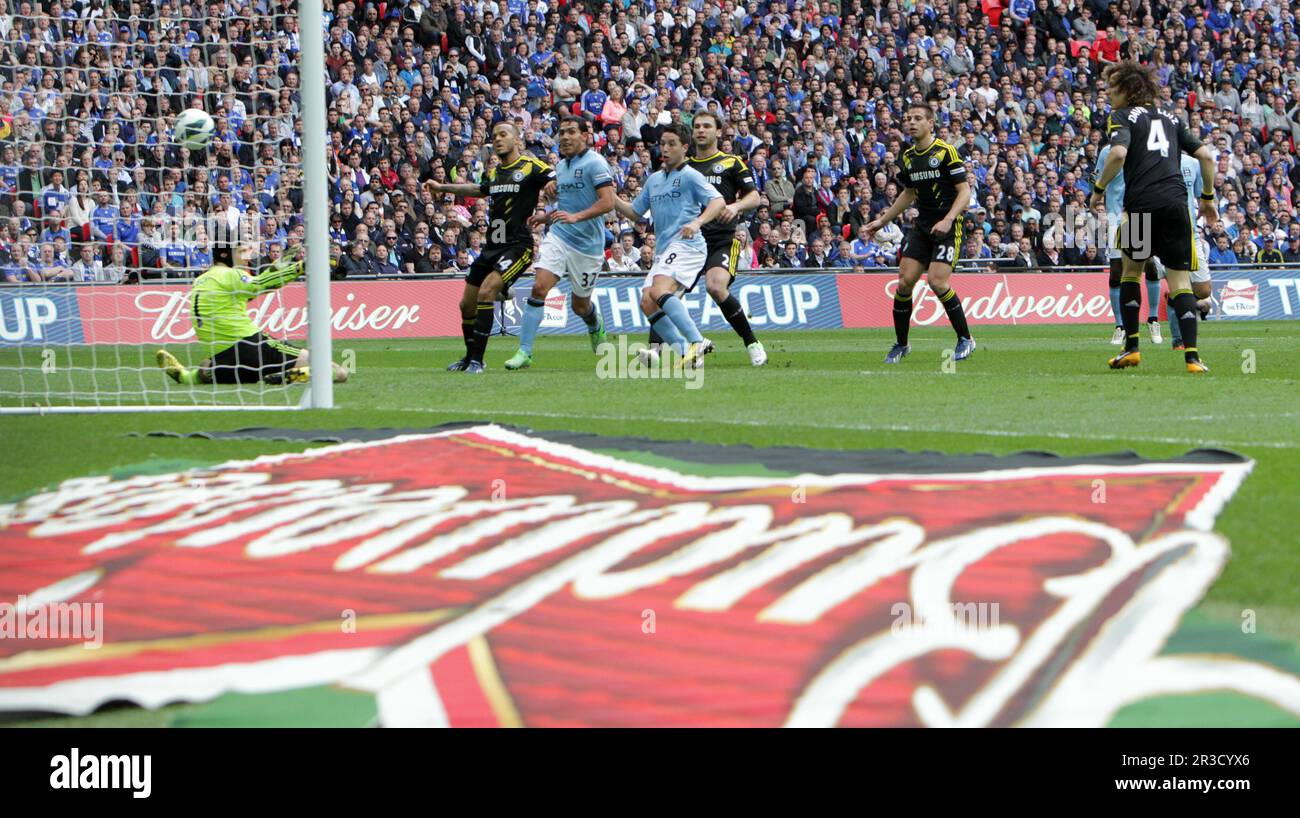 Manchester City's  Samir Nasri scores the opening goal. Man City are beating Chelsea 1:0Chelsea 14/04/13 Chelsea V Manchester City 14/04/13 FA Cup Sem Stock Photo