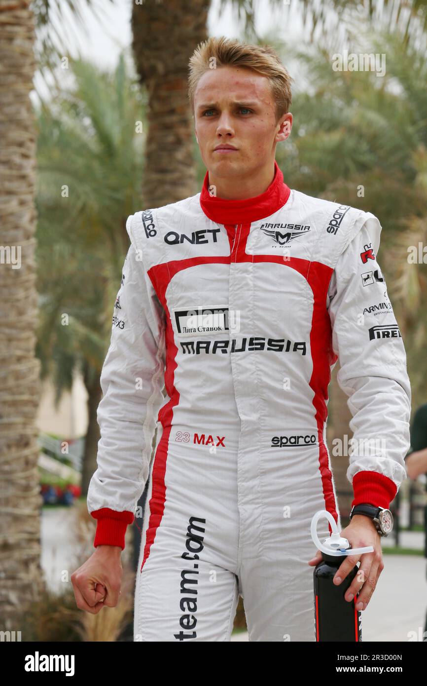 Max Chilton (GBR) Marussia F1 Team.20.04.2013. Formula 1 World Championship, Rd 4, Bahrain Grand Prix, Sakhir, Bahrain, Qualifying Day, Credit:FOTOSPO Stock Photo