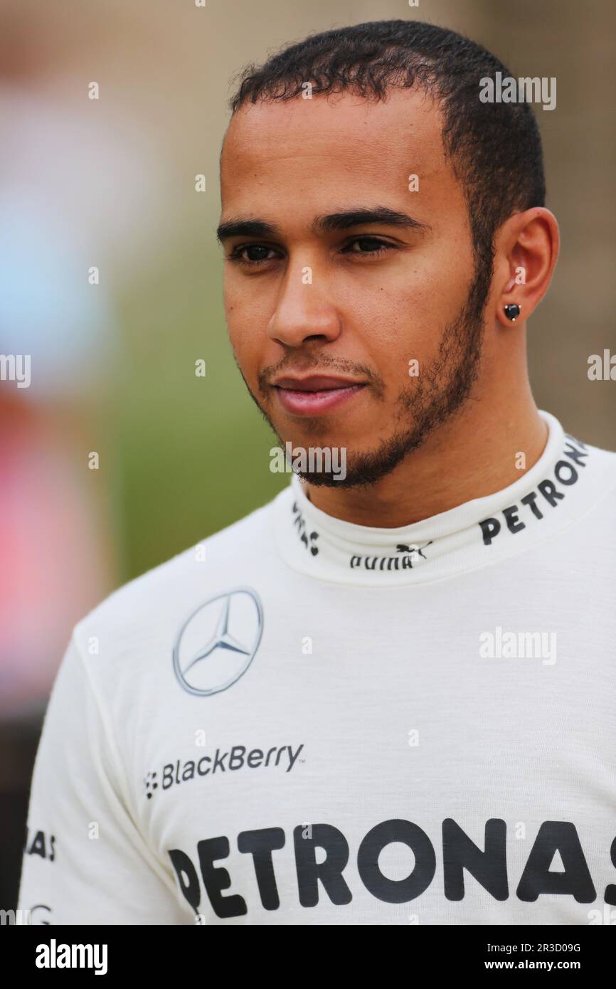 Lewis Hamilton (GBR) Mercedes AMG F1.20.04.2013. Formula 1 World Championship, Rd 4, Bahrain Grand Prix, Sakhir, Bahrain, Qualifying Day, Credit:FOTOS Stock Photo