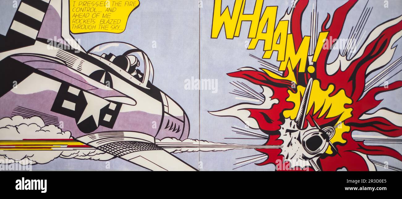 Whaam, Roy Lichtenstein, Acrylic paint and oil paint on canvas, 1963. On show at the Tate Modern, London, UK. Stock Photo