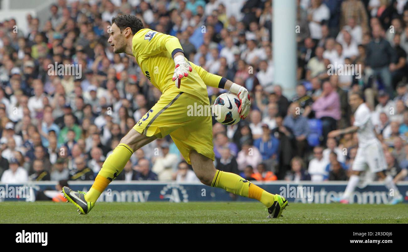 Tottenham Hotspur's Hugo Lloris rolls the ball out to set up another attack. Spurs beat Sunderland 1:0Tottenham Hotspurs 19/05/13 Tottenham Hotspurs V Stock Photo