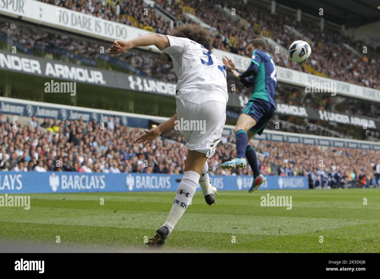 Tottenham Hotspur's Benoit Assou-Ekotto clears the ball. Spurs beat Sunderland 1:0Tottenham Hotspurs 19/05/13 Tottenham Hotspurs V Sunderland  19/05/1 Stock Photo