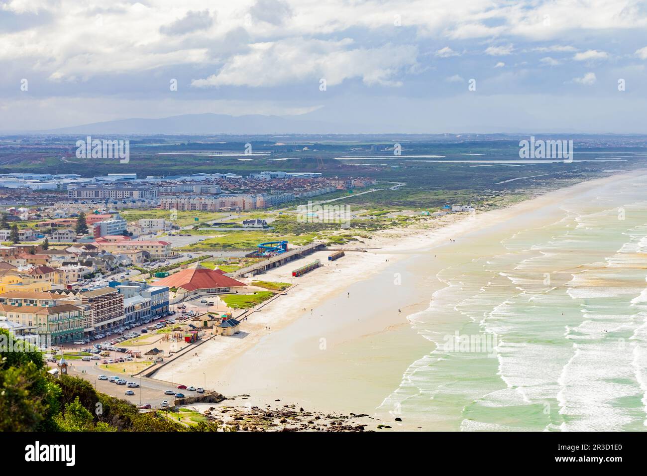 Elevated view of Muizenberg beach in False Bay Cape Town Stock Photo
