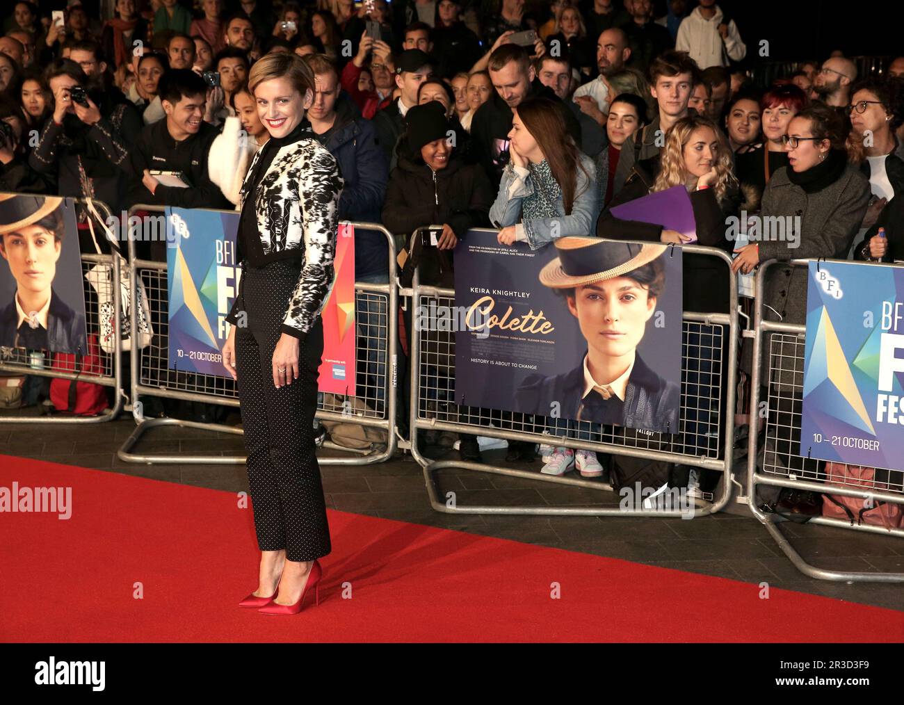 UK. 11th Oct, 2018. Denise Gough attends the UK Premiere of 'Colette' during the 62nd BFI London Film Festival at the Empire Leicester Square in London. (Photo by Fred Duval/SOPA Images/Sipa USA) Credit: Sipa USA/Alamy Live News Stock Photo