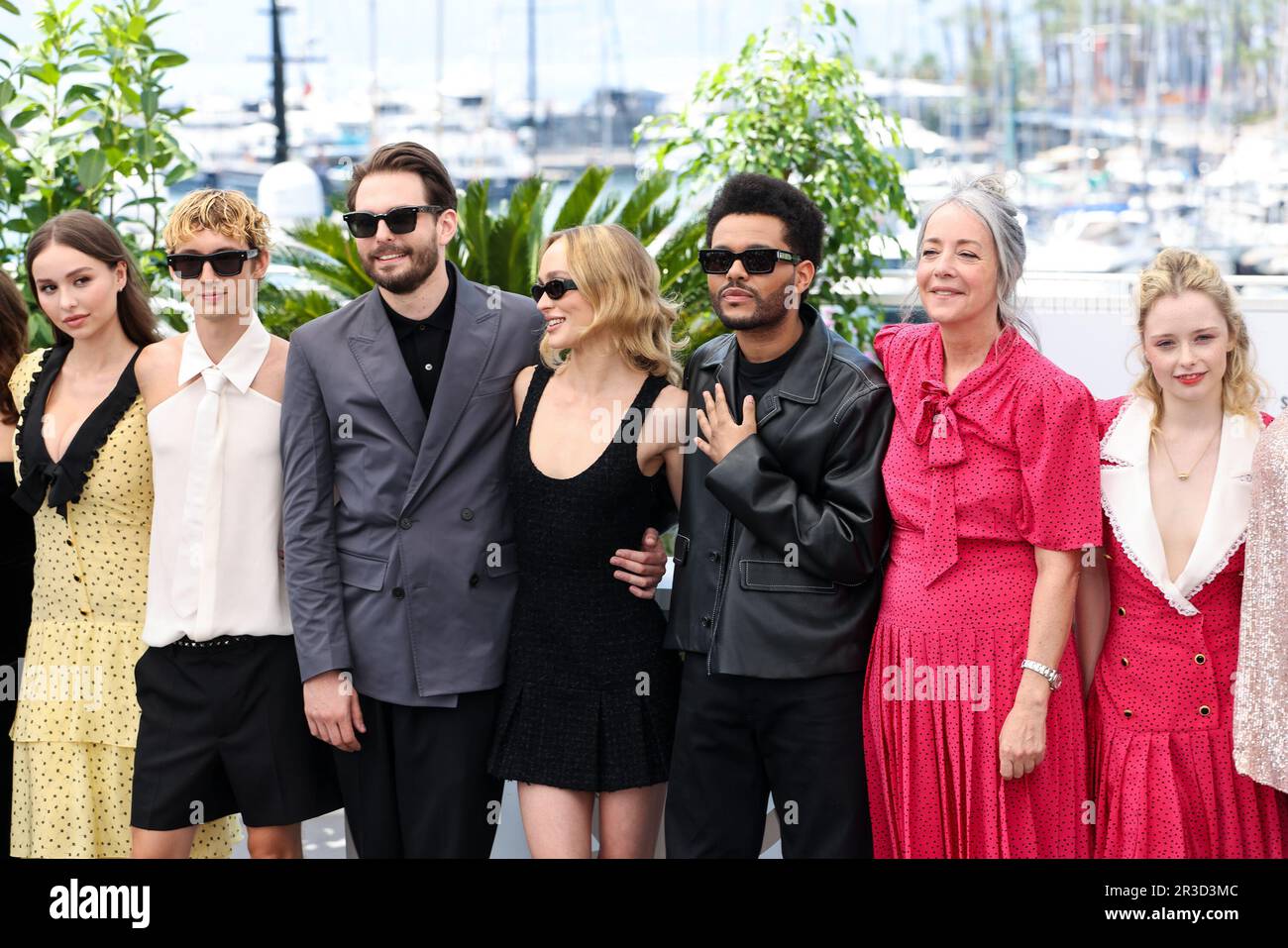 Cannes, France. 23rd May, 2023. CANNES - MAY 23: Jennie Ruby Kim, Rachel Sennott, Sophie Mudd, Troye Sivan, Director Sam Levinson, Lily-Rose Depp, Abel Makkonen Tesfaye aka The Weeknd, Jane Adams, Suzanna Son, Reza Fahim, Ashley Levinson and Da'vine Joy Randolph on the 'THE IDOL' Photocall during the 76th Cannes Film Festival on May 23, 2023 at Palais des Festivals in Cannes, France. (Photo by Lyvans Boolaky/ÙPtertainment/Sipa USA) Credit: Sipa USA/Alamy Live News Stock Photo