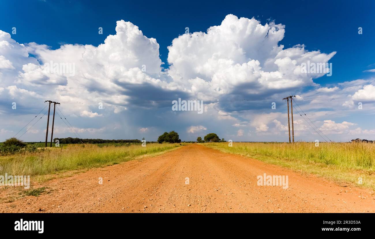 Rural Grassland Farming Area of the Highveld in South Africa Stock Photo