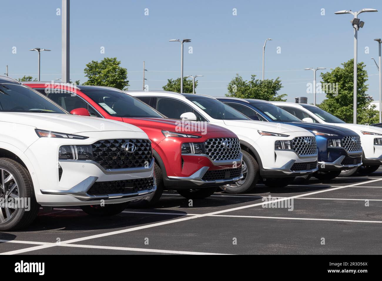 Noblesville - Circa May 2023: Hyundai Santa Fe display at a dealership ...
