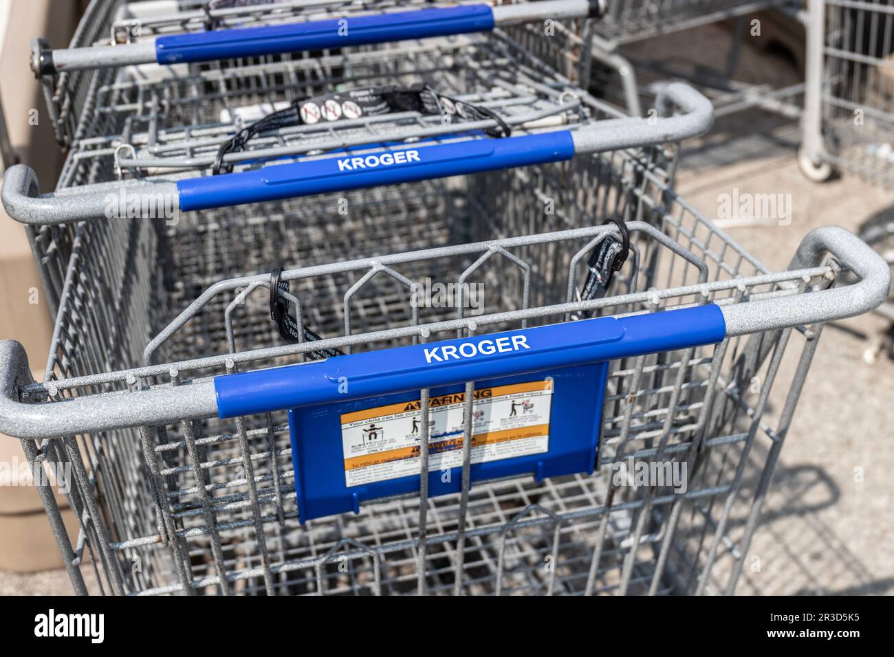 Indianapolis Circa May 2023 Kroger Supermarket carts. Kroger is one