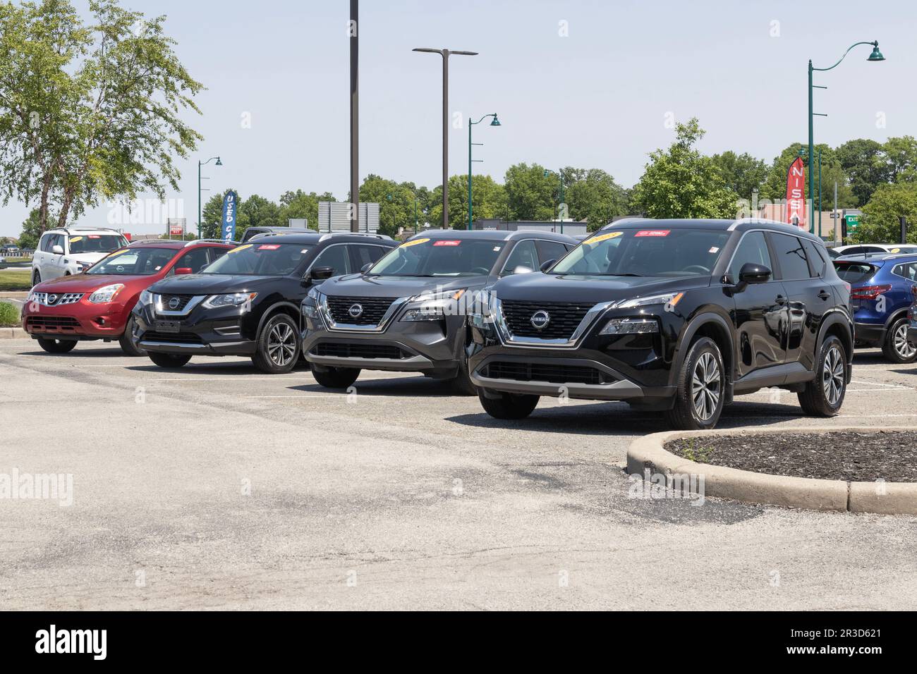 Fishers Circa May 2023 Used car display at a Nissan dealership. With