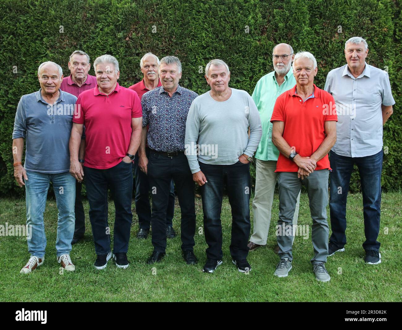 Former GDR handball players SC Magdeburg at the meeting 2020 in Magdeburg Stock Photo