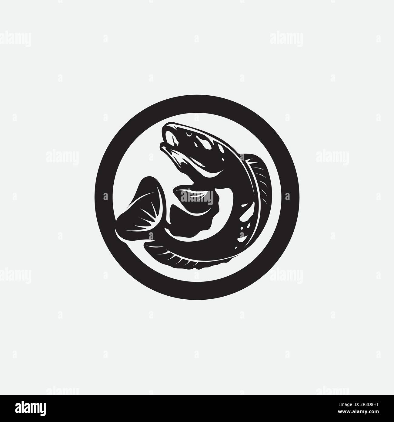 Channa Snakehead fish, Predator Fish, animal underwater design, logo, and illustration Stock Vector