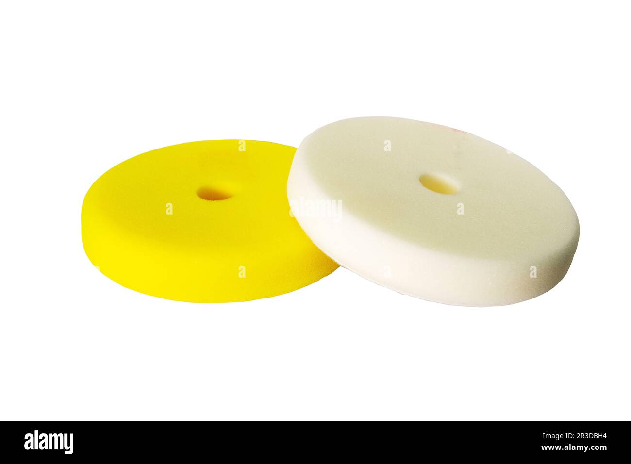 Special multicolored sponges for polishing the car after painting on a