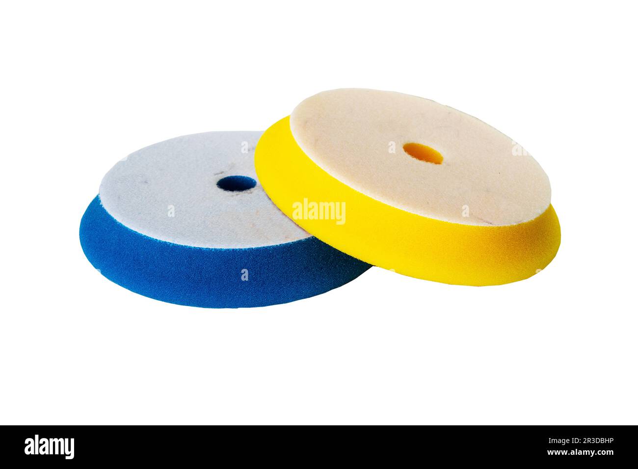 Special multicolored sponges for polishing the car after painting on a