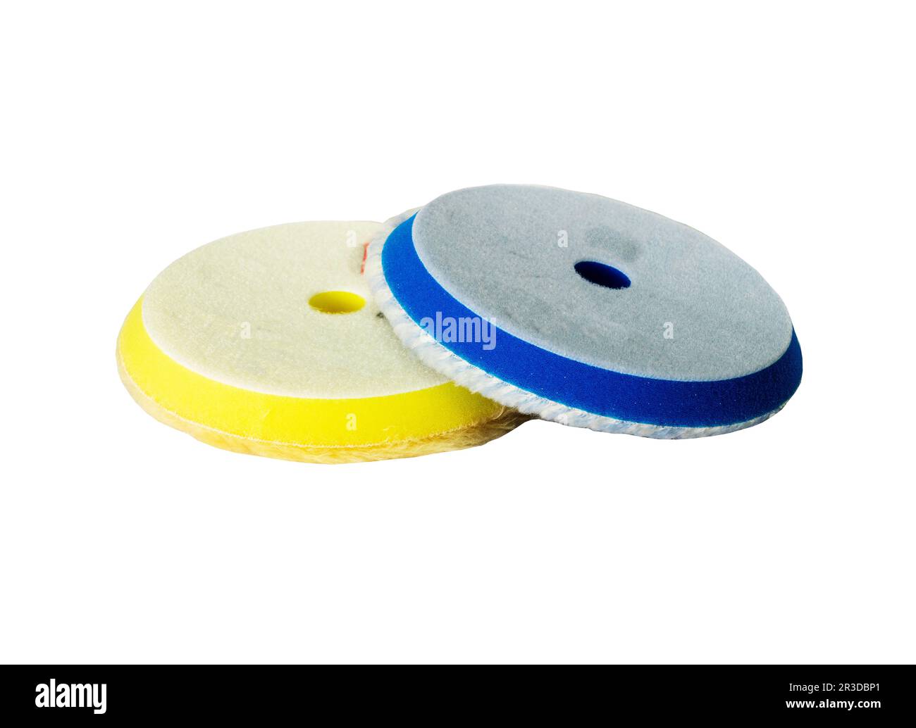 Special multicolored sponges for polishing the car after painting on a