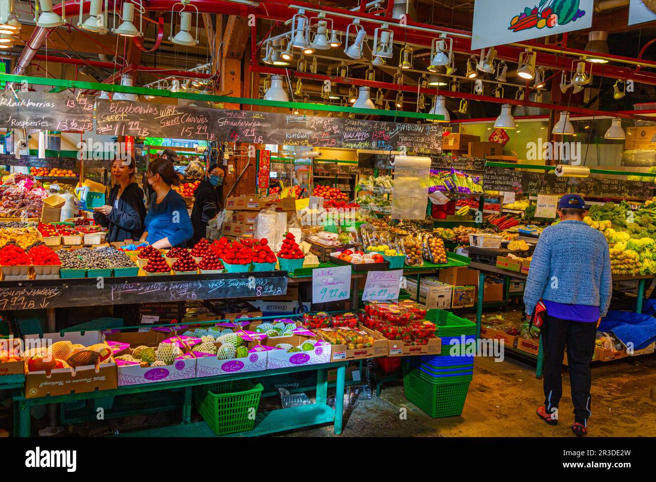 Interior view of Granville Island Public Market in Vancouver Canada Stock Photo