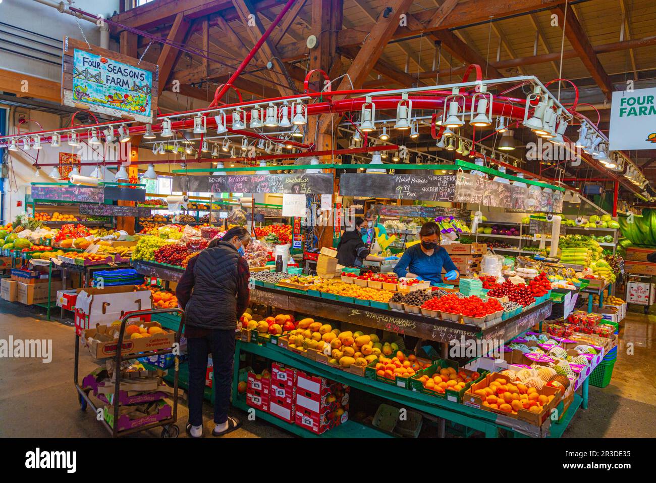 Interior view of Granville Island Public Market in Vancouver Canada Stock Photo