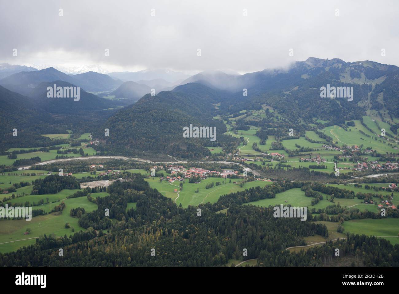 Isar valley around Lenggries Stock Photo