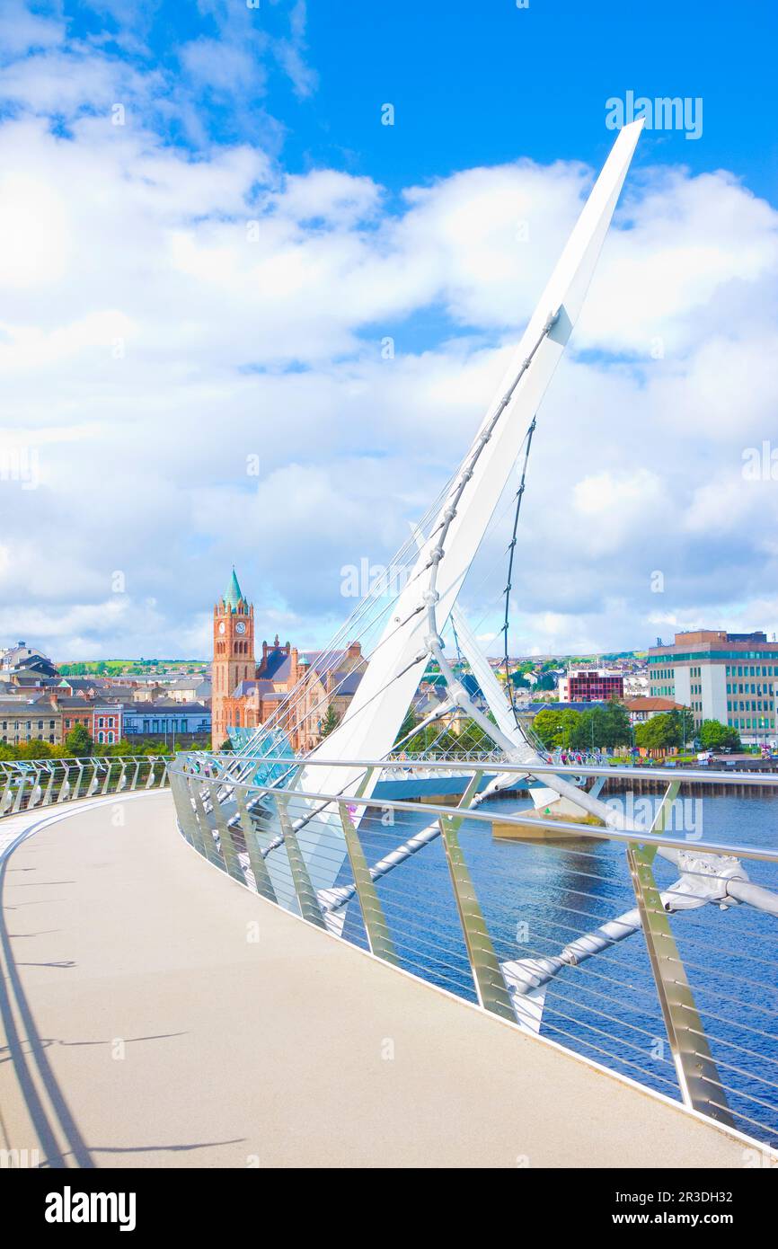 Urban skyline of Derry city (also called Londonderry) in northern