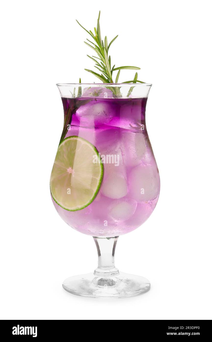 Purple gin and tonic with rosemary on white background Stock Photo Alamy
